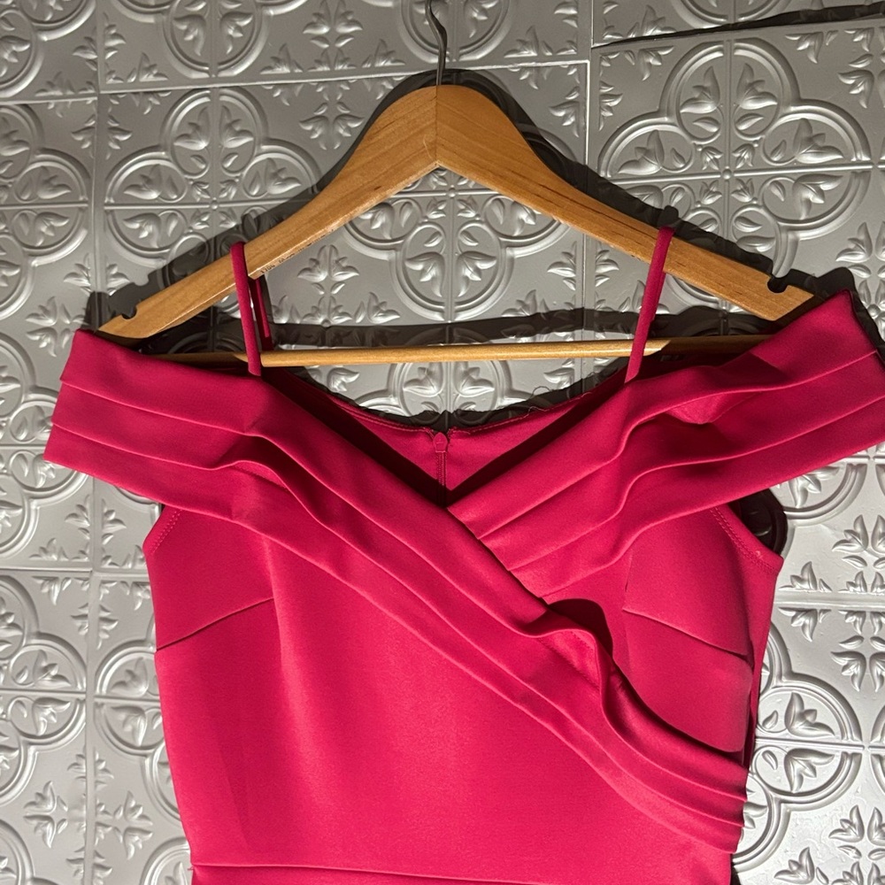 Alexa b nites off the shoulder vintage 90s prom dress Barbie pink formal gown - Picture 2 of 9